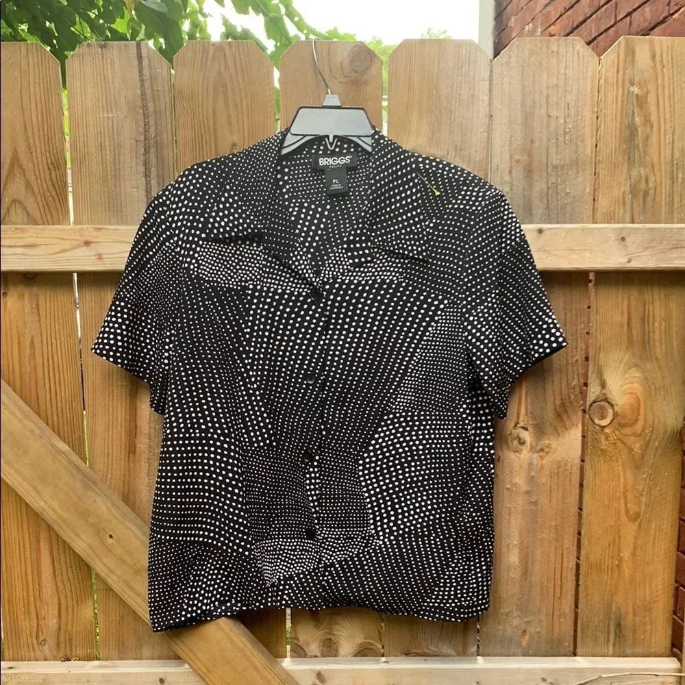 Briggs New York Black and White Polka Dot Shirt